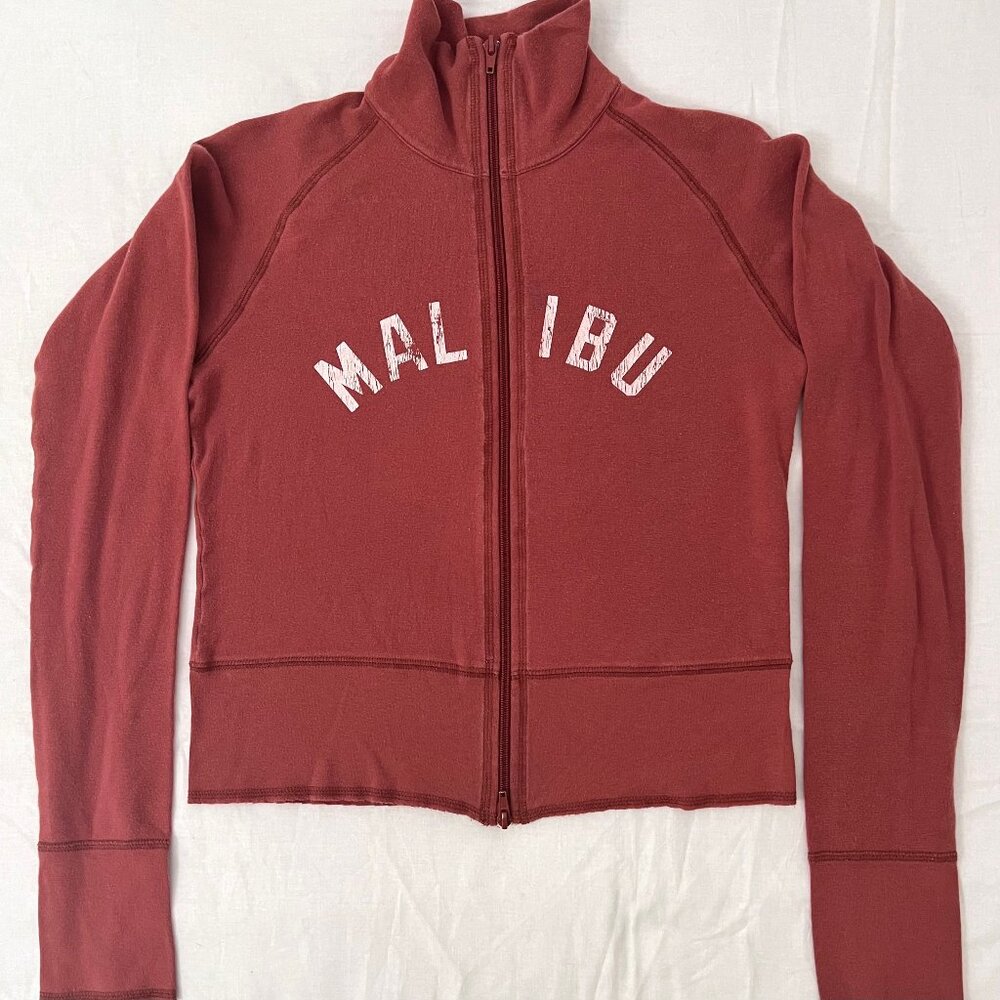 Hollister Women’s Red “Malibu” Zip-Up Sweatshirt, Size Large, Y2K Vintage